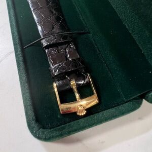 Rolex Black crocodile Leather watch straps with Gold plate Buckle